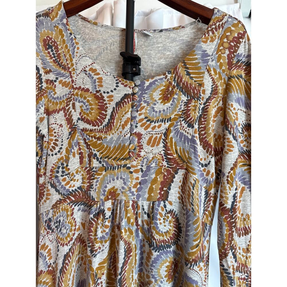 Ric Rac by Anthropologie Paisley Midi Dress Earth Tones Size Small - Picture 10 of 11